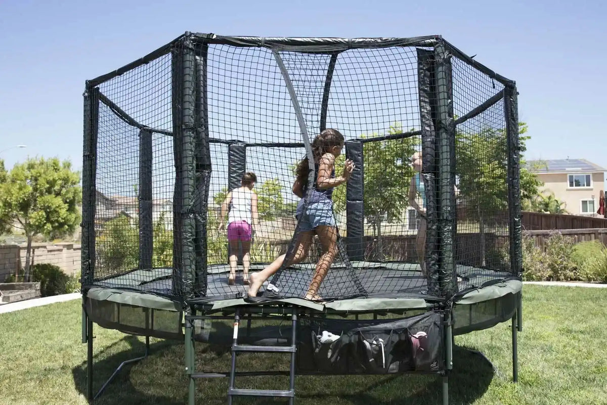 Little kids jumping on AlleyOOP trampoline