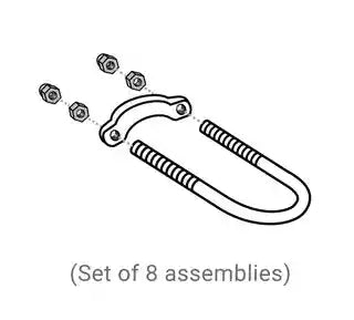 Diagram.The U-bolts secure JumpSport® enclosure poles to the legs of the JumpSport trampoline. Fits JumpSport safety enclosure models 280, 380, 480, and 480XT.