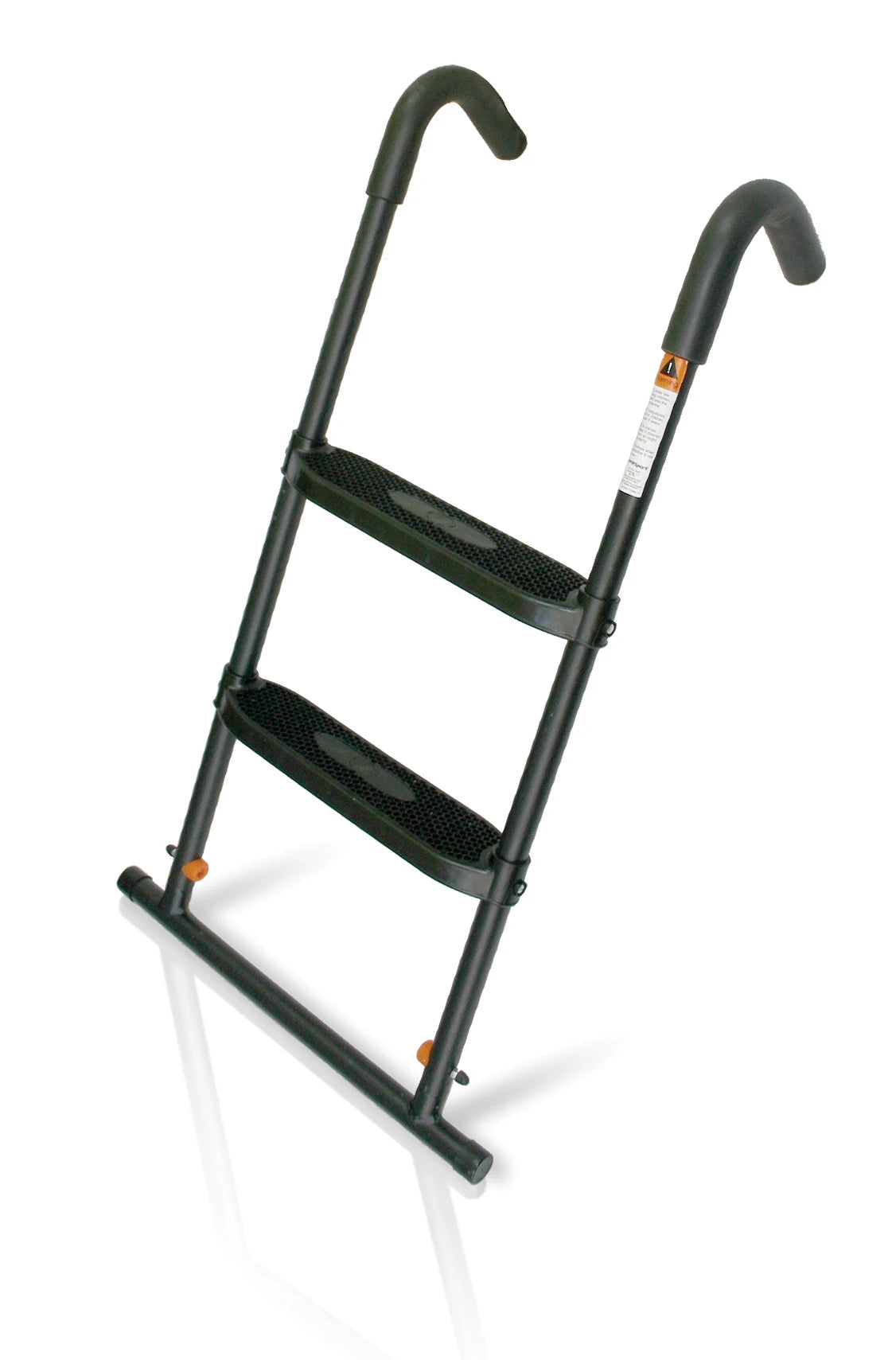 JumpSport SureStep two-step trampoline ladder with curved hand grips and textured steps.