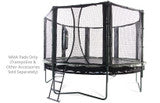 An AlleyOOP trampoline with a ladder and safety pads. These trampoline arena pads are a great addition for the budding extreme athlete. Extra padding for your JumpSport trampoline that makes it safer!